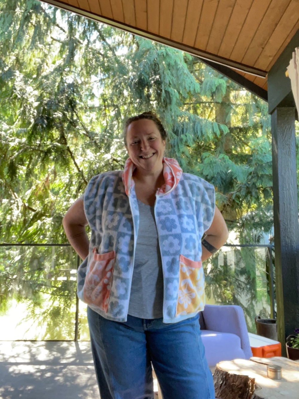 Handmade wildflower towel cardigan/coverup OS